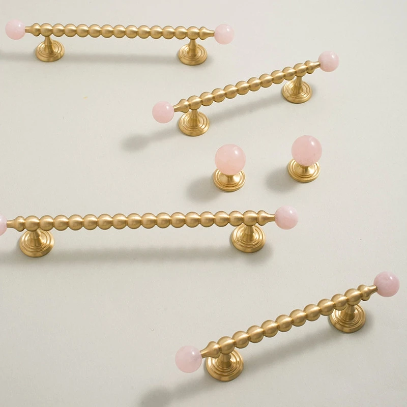 Brass Pull Handles With Crystal Round Ball Single Hole Brass White Marble Small Handles For Drawer Wardrobe Closet Cabinet Door