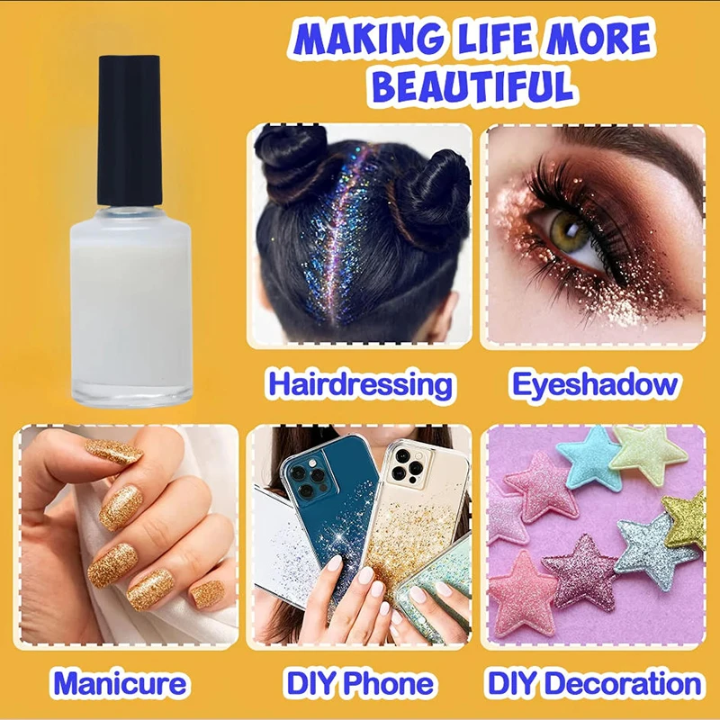 Confezione da 2 adesivi per colla per vernice liquida per il corpo, primer glitter multifunzionale impermeabile resistente al sudore a lunga durata per tatuaggi scintillanti