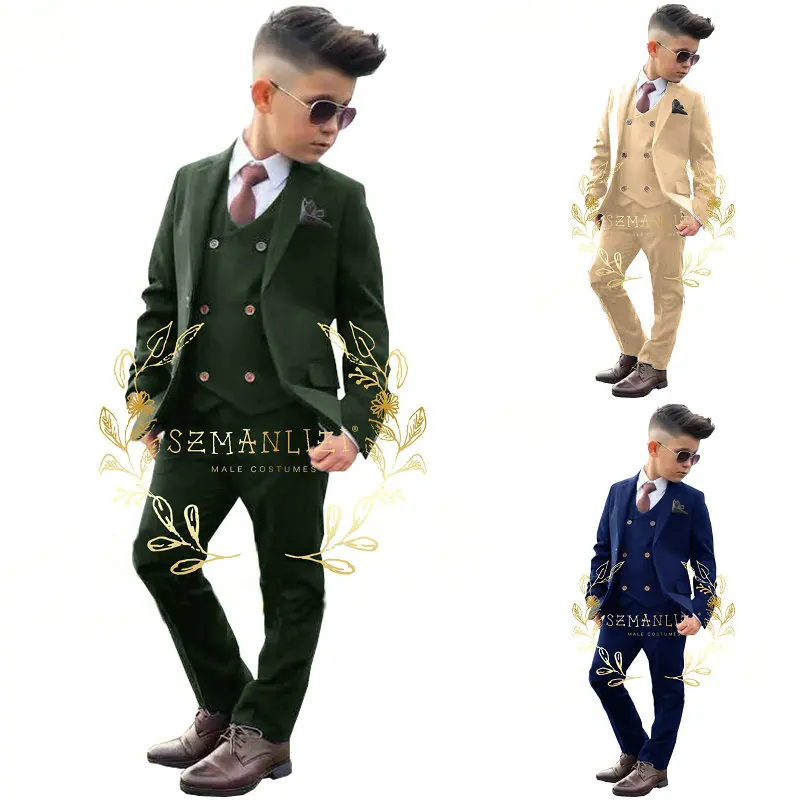 

Formal Boy Suit Set for Weddings Children Party Host Costume Wholesale Clothing 3Pcs/Set Blazer Vest Pants Costume Enfant Garçon