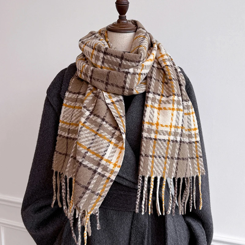 

Winter Women Lattice Imitation Cashmere Scarf Winter Thick Fashion Warm Wild Scarf Shawl Neckerchief Bufanda Tassel Poncho Stole