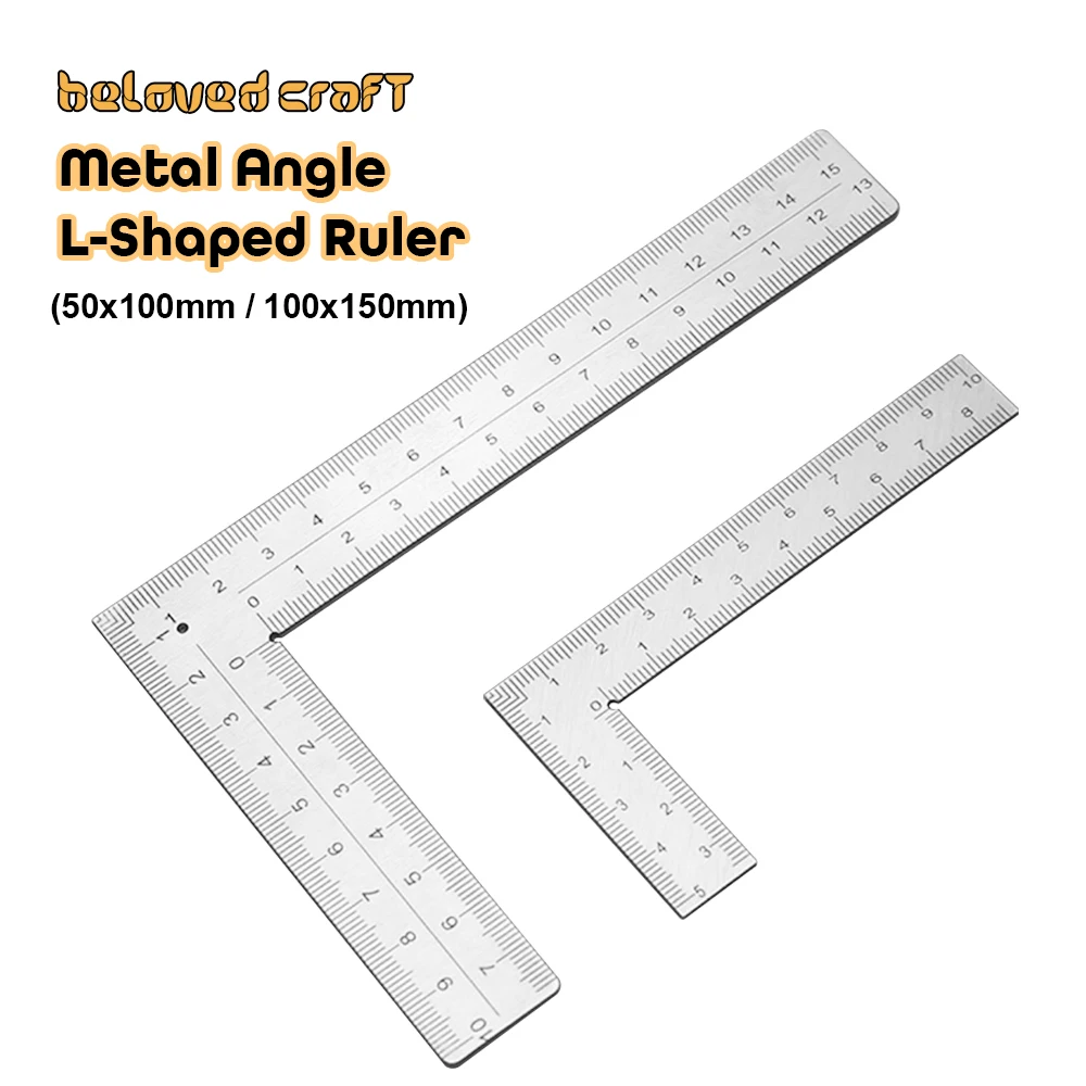 Mini Stainless Steel L-Shaped Double-Sided Precision Scale Ruler - High-Accuracy Measuring Tool for Leather Design Metal Materi