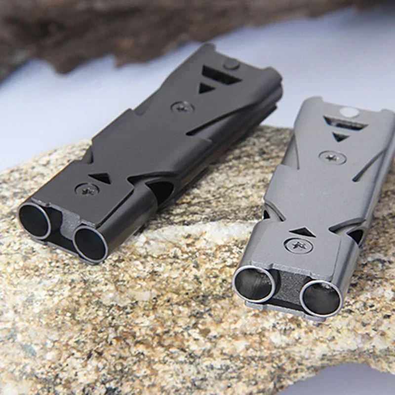 Premium Durable Portable Double Tube Whistle 180dB Emergency SOS Lifesaving Safety Kit for Outdoor Camping Hiking Referee