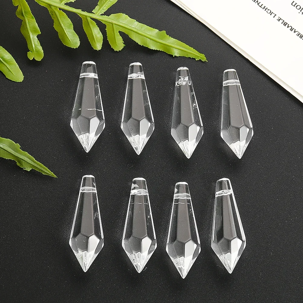 Muy Bien 5 Stück Eiszapfen-Kristallprisma-Kronleuchter, Kristall-Anhänger, Sonnenfänger, Glas, spitzer Tropfen, facettierte Perlen für DIY-Schmuckherstellung