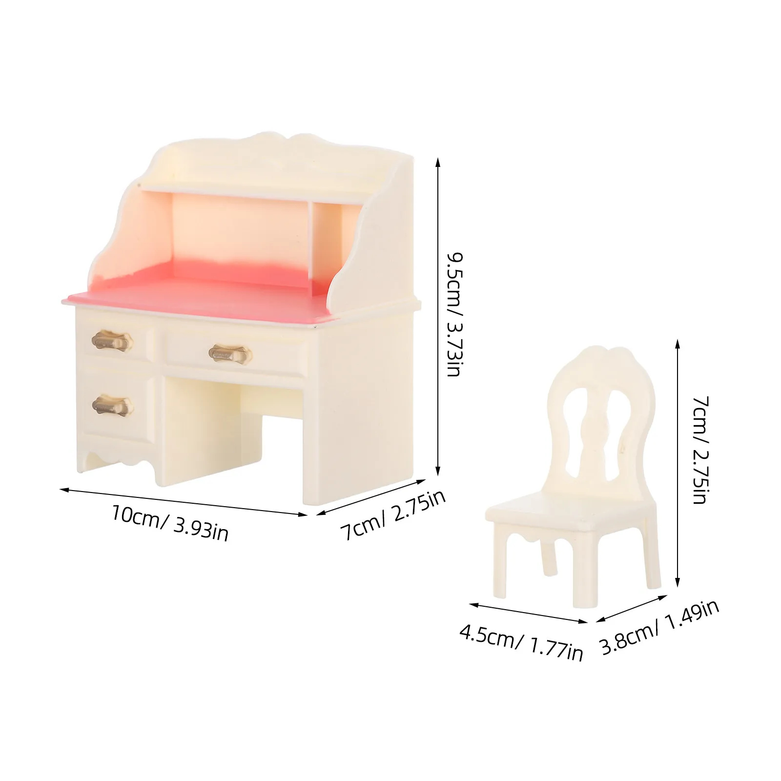 5Sets Miniature Dollhouse Furniture Set Modern Attractive Desk and Chairs for Tiny Home Decoration Role Play Creative Learning