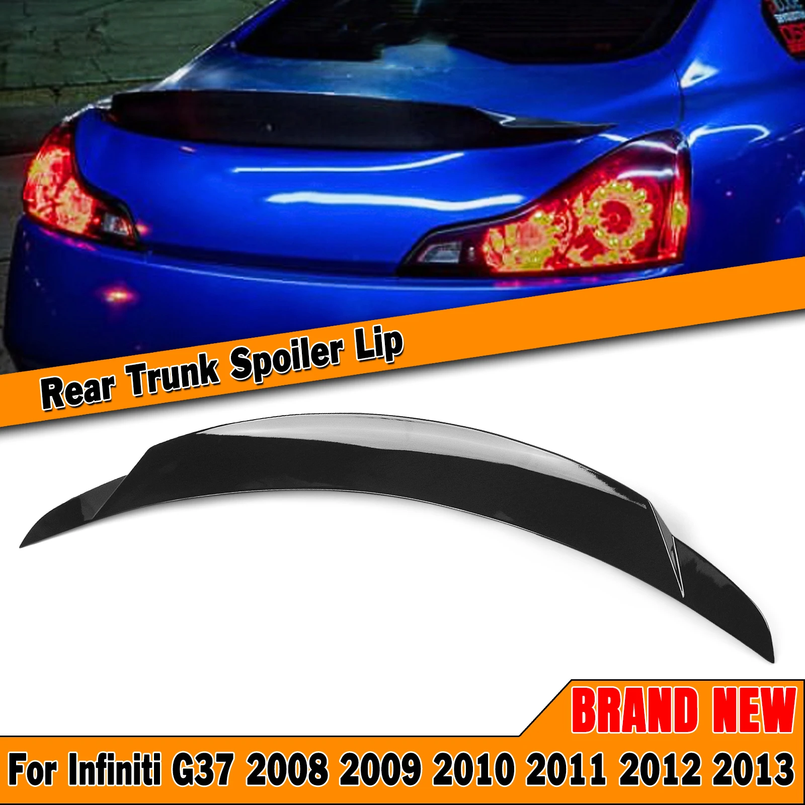 

Rear Trunk Lid Spoiler Wing For Infiniti G Series G37 V36 Q60 2 Door Coupe 2008-2013 Gloss Black/Carbon Fiber Look Splitter Lip