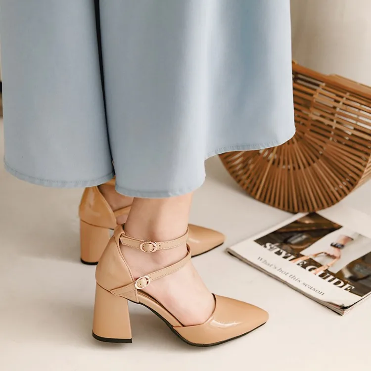 Oversize Large size Big size High-heeled shoes Pointed toe Thick Heel Fashion trend Comfortable Light Weight