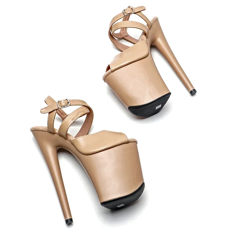 Leecabe 20cm/ 8inches Matte  PU upper platform  high heel  open toe sandals  stripper heel pole dance shoes