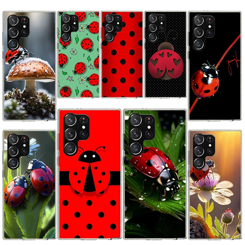 Insect Seven-Star ladybug Soft Silicone Phone Case For Samsung Galaxy S24 S23 S22 Ultra S21 S20 FE S10 Plus S10E S9 S8 + Cover C