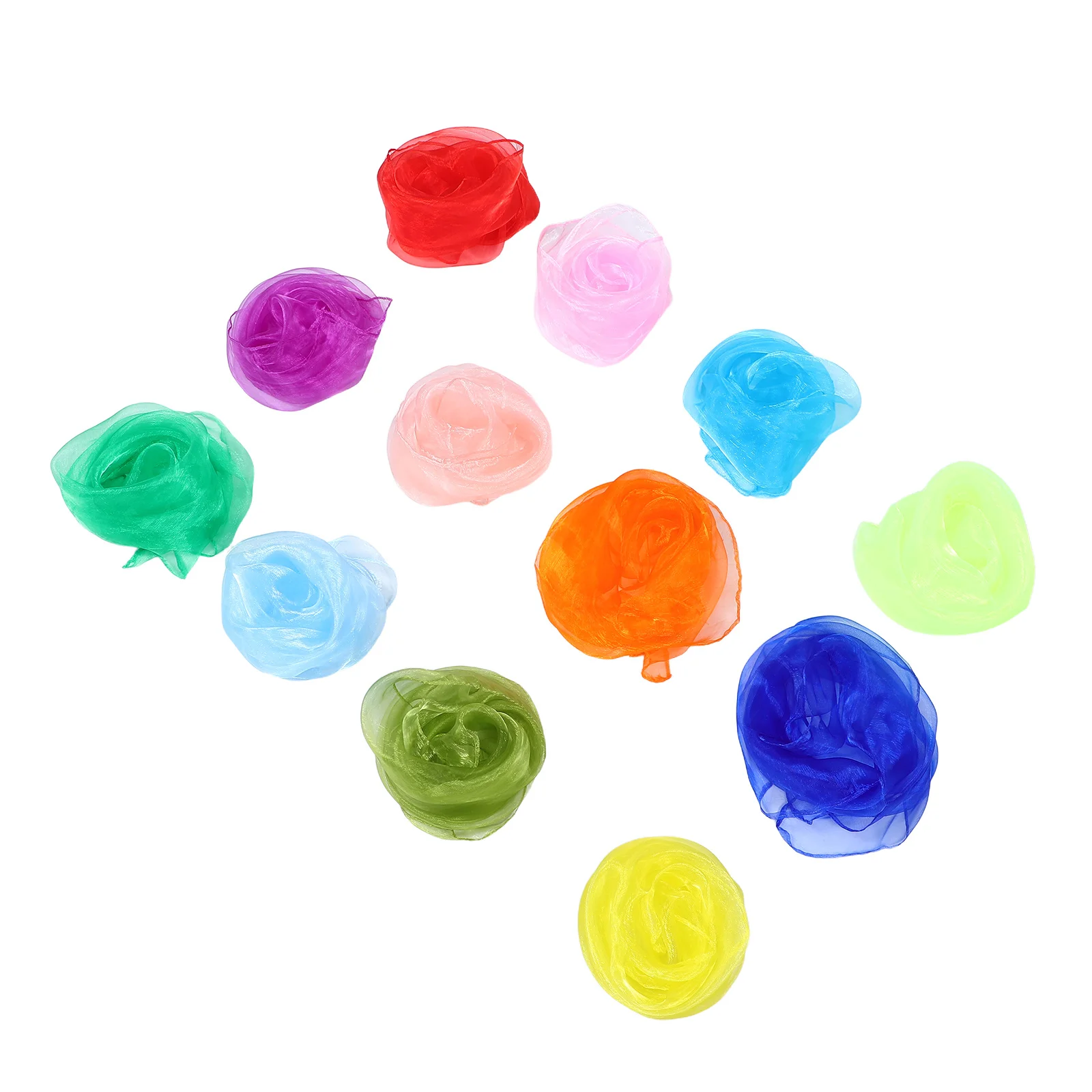 

12pcs Dance Scarves 60X60Cm Square Juggling Scarves For Kids Lightweight Performance Handkerchief Set Multicolor Party Supplies