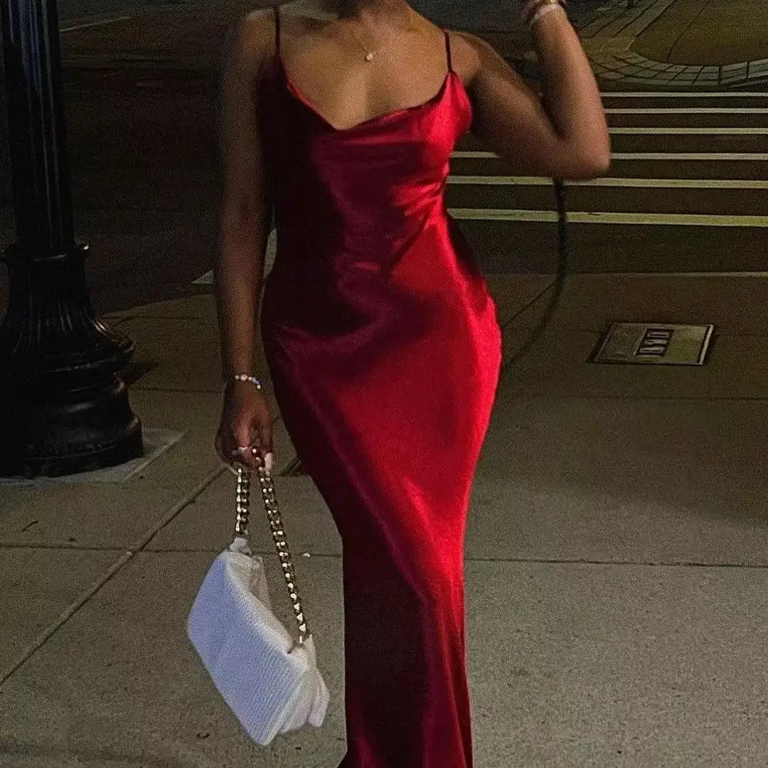 

Elegant Golden Party Dresses Women Backless Slip Evening Dress Chic Prom Ball Gowns Fashion Women Summer Long Dress Robes