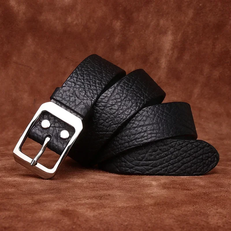 

Мужской ремень из натуральной кожи шириной 3,8 см с пряжкой из нержавеющей стали, высококачественный деловой ремень для мужчин