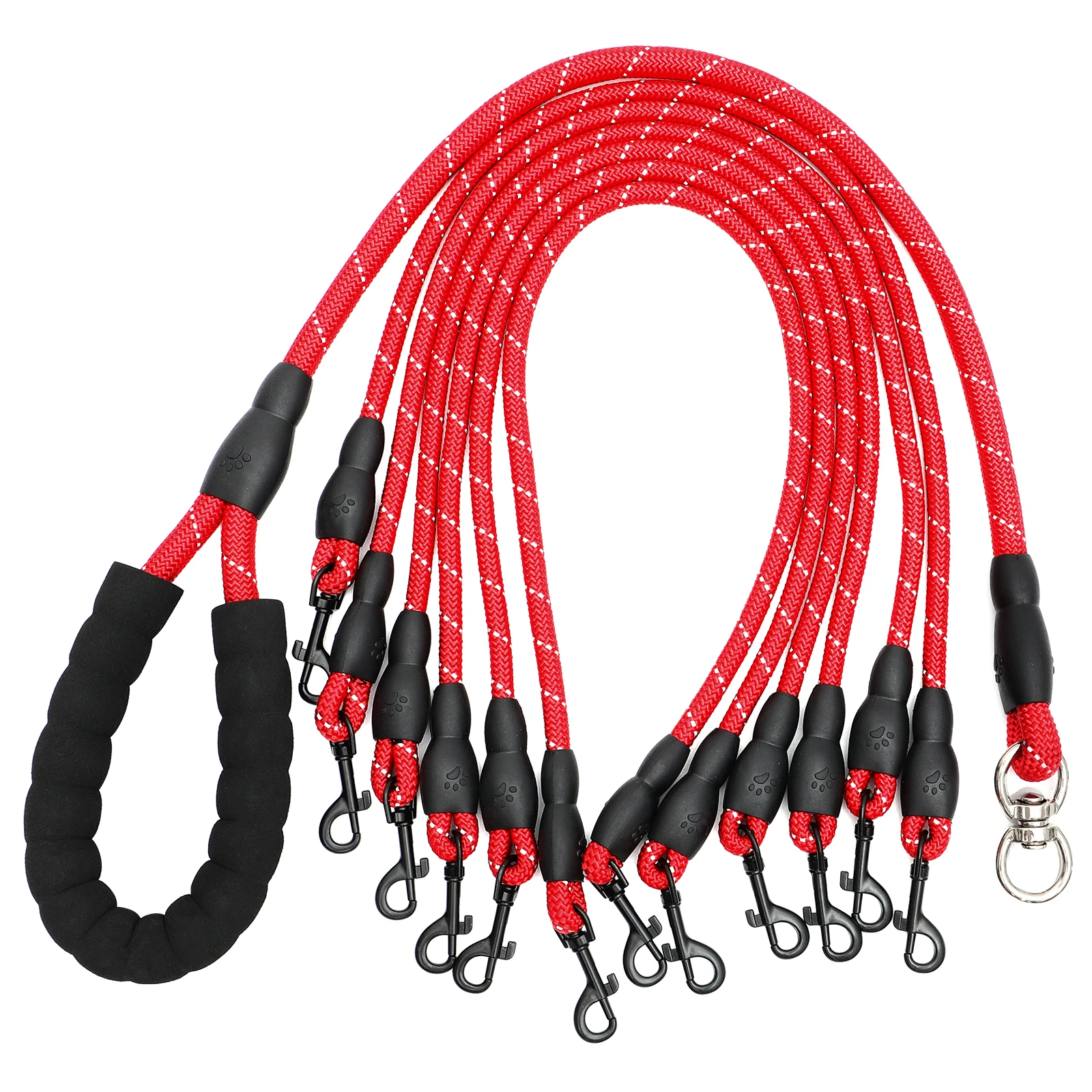 

Multi-headed Dog Leash 6 Heads Heavy Duty Nylon Pet Traction Rope Safety Long Training Portable Outdoor Pet Supplies