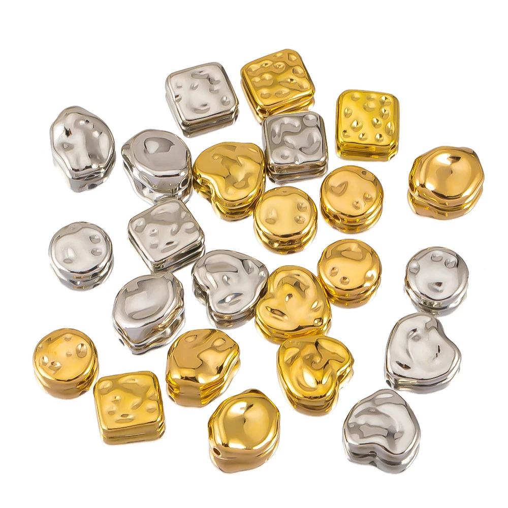 

50pcs Gold Steel Color ABS Beads Irregular Loose Beads For DIY Jewelry Making Bracelet Necklace Findings Accessories Wholesale