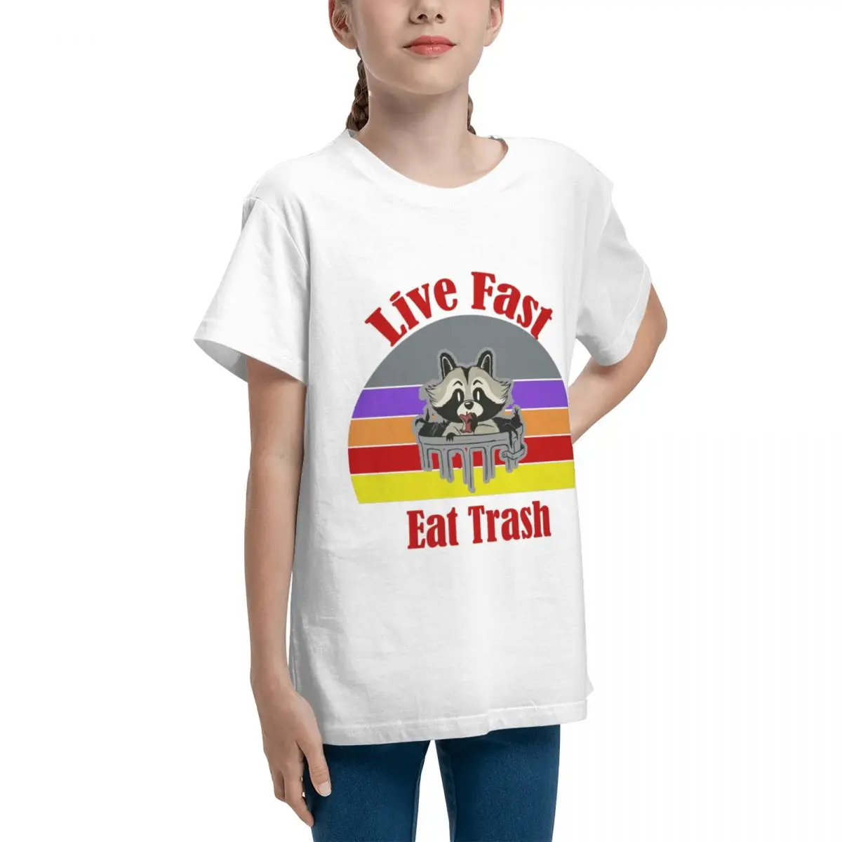 Live Fast Eat Trash For Sale (2) Vintage Home Adolescents Basic Short Sleeve T-Shirt Retro Top tee Funny Novelty