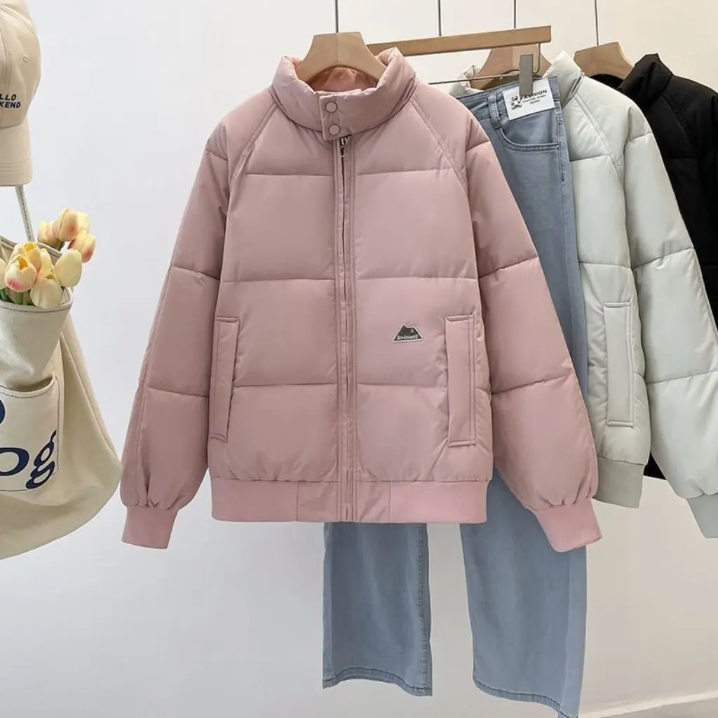 

Зимняя хлопковая куртка с воротником-стойкой, утолщенная свободная теплая верхняя одежда в стиле K для пар, универсальный хлопковый бомбер