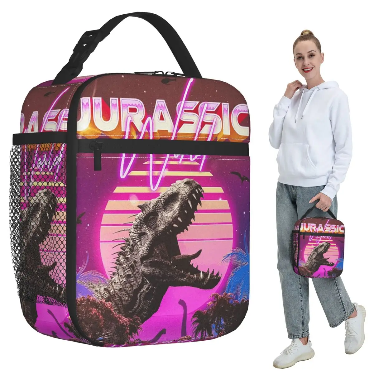 

New Jurassic World Dinosaur Insulated Lunch Bag for Women Office Cooler Thermal Food Box Tote Leakproof Lunch Boxes Container