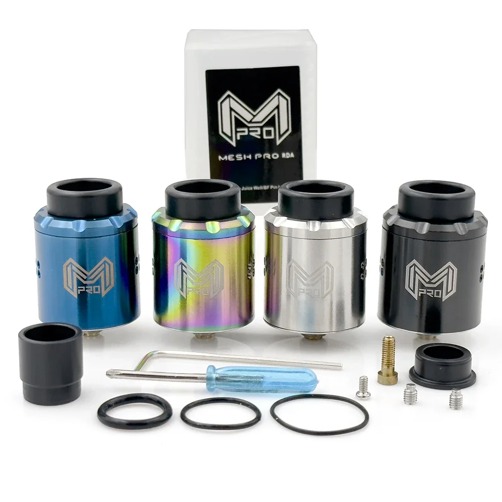 Tanque Mesh Pro RDA, atomizador 316ss ajustable de 25mm con bobina de malla Ni80 de 3 uds con herramientas de reconstrucción BF con Pin Squonk dorado 510