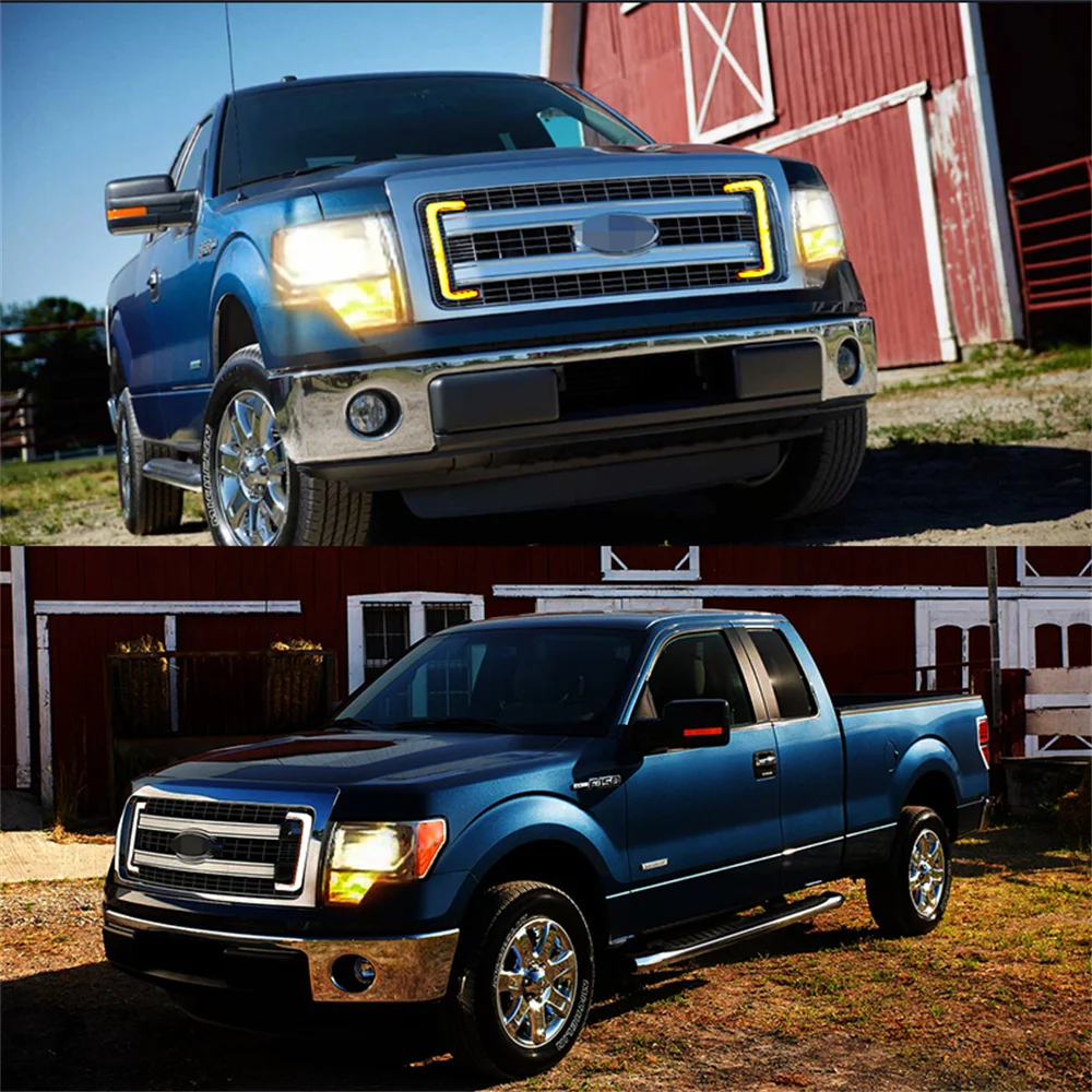 

Для Ford F-150 Switchback светодиодные передние решетки белые DRL Янтарные указатели поворота комплект модернизации передняя решетка 2009-2014