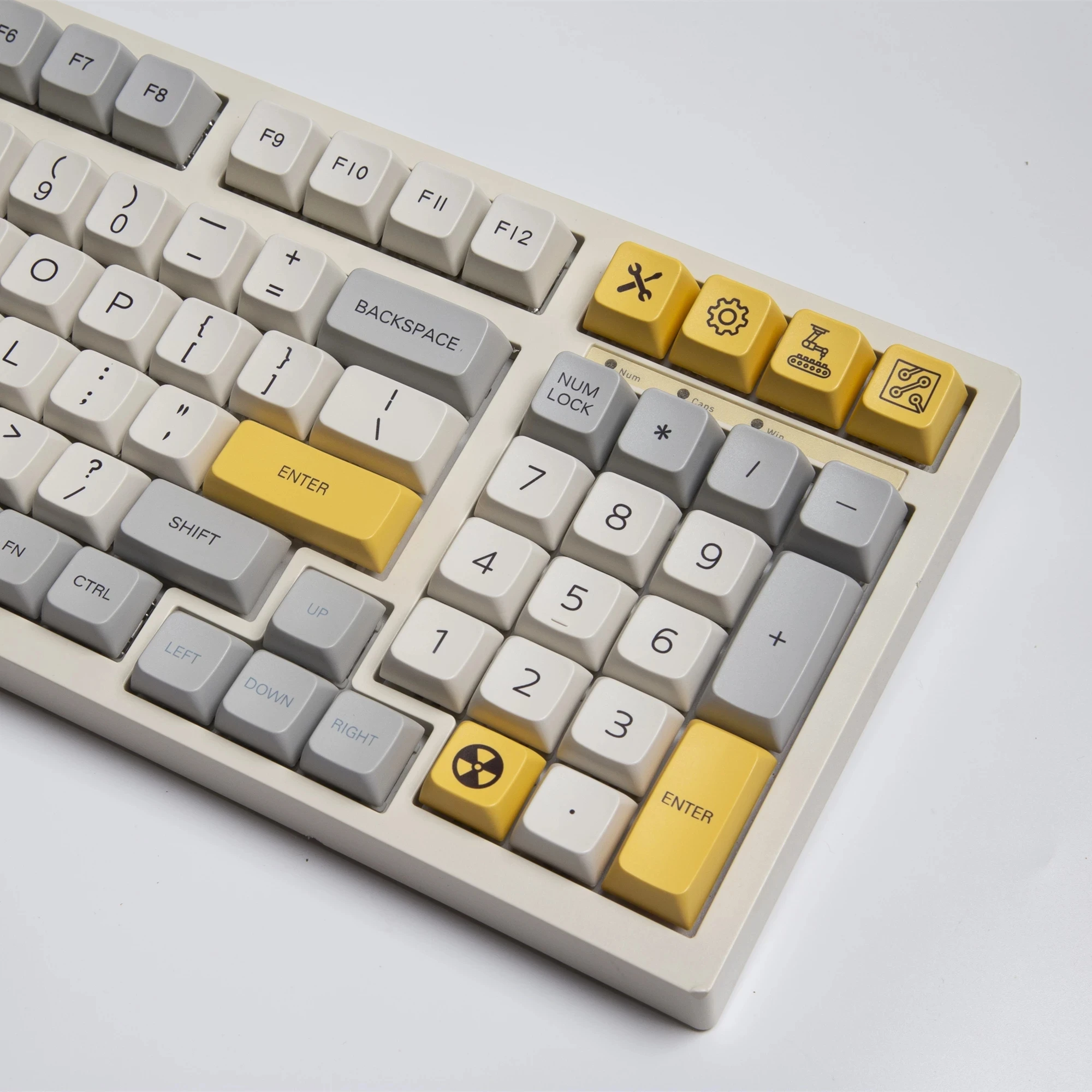 127 Kunci PBT Keycap DYE-SUB XDA Profil Industri Retro Abu-abu Putih Kustom DIY 61 GK61 Keycap Set untuk Keyboard Mekanis