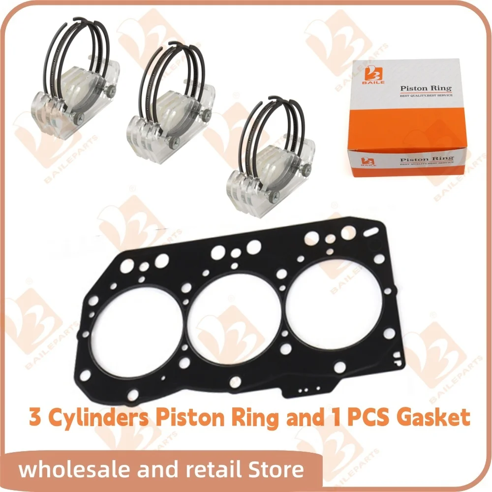 3TNV82 For Yanmar Engine Cylinder Head Gasket 3 Cylinders Piston Ring 82*2+2+4mm Overhaul Rebuild Kit Engine Spare Parts