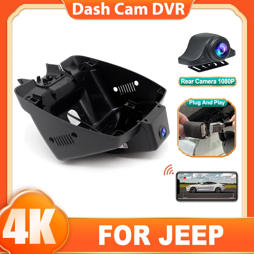 

4K 2160P Plug and Play Автомобильный видеорегистратор Видеорегистратор WiFi Видеорегистратор Камера для Jeep Renegade Dodge Chrysler 2015 2016 2017 2018 ~ 2022
