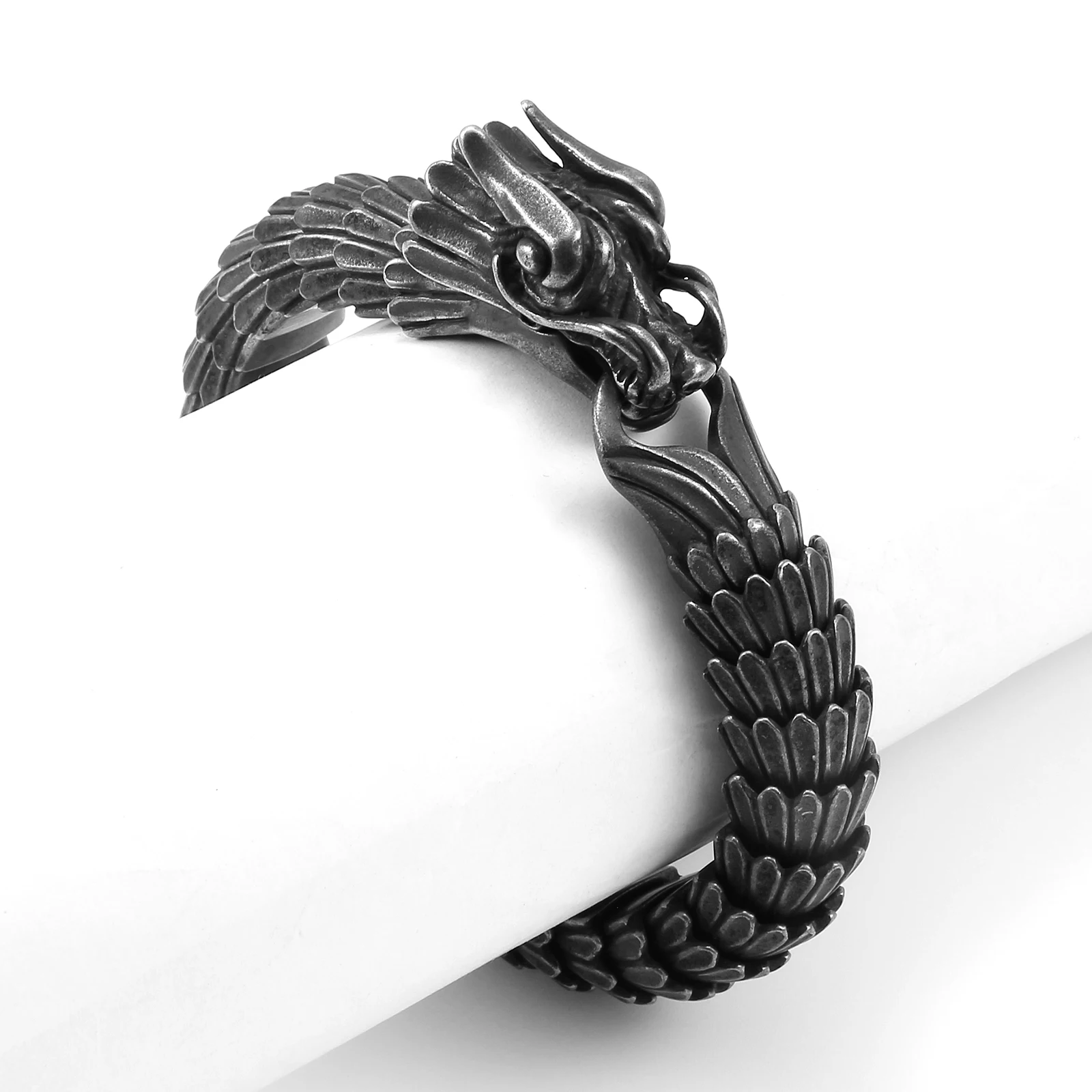 Domineering Faucet Keel Dragon Buckle Snake Chain for Men Stainless Steel Punk Black Bracelet Jewelry Rock Accessories