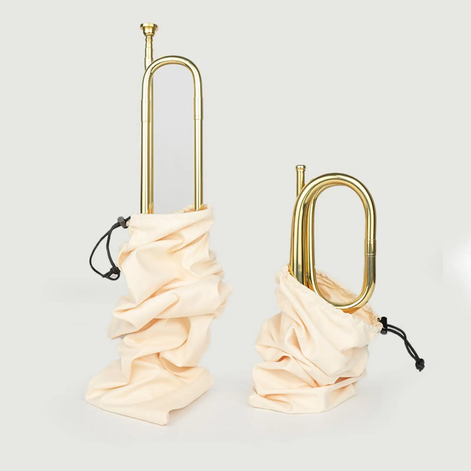 Bugle Carry Bag Artificial Leather Instrument Organizing Case Drawstring Storage for Brass Band and Performers