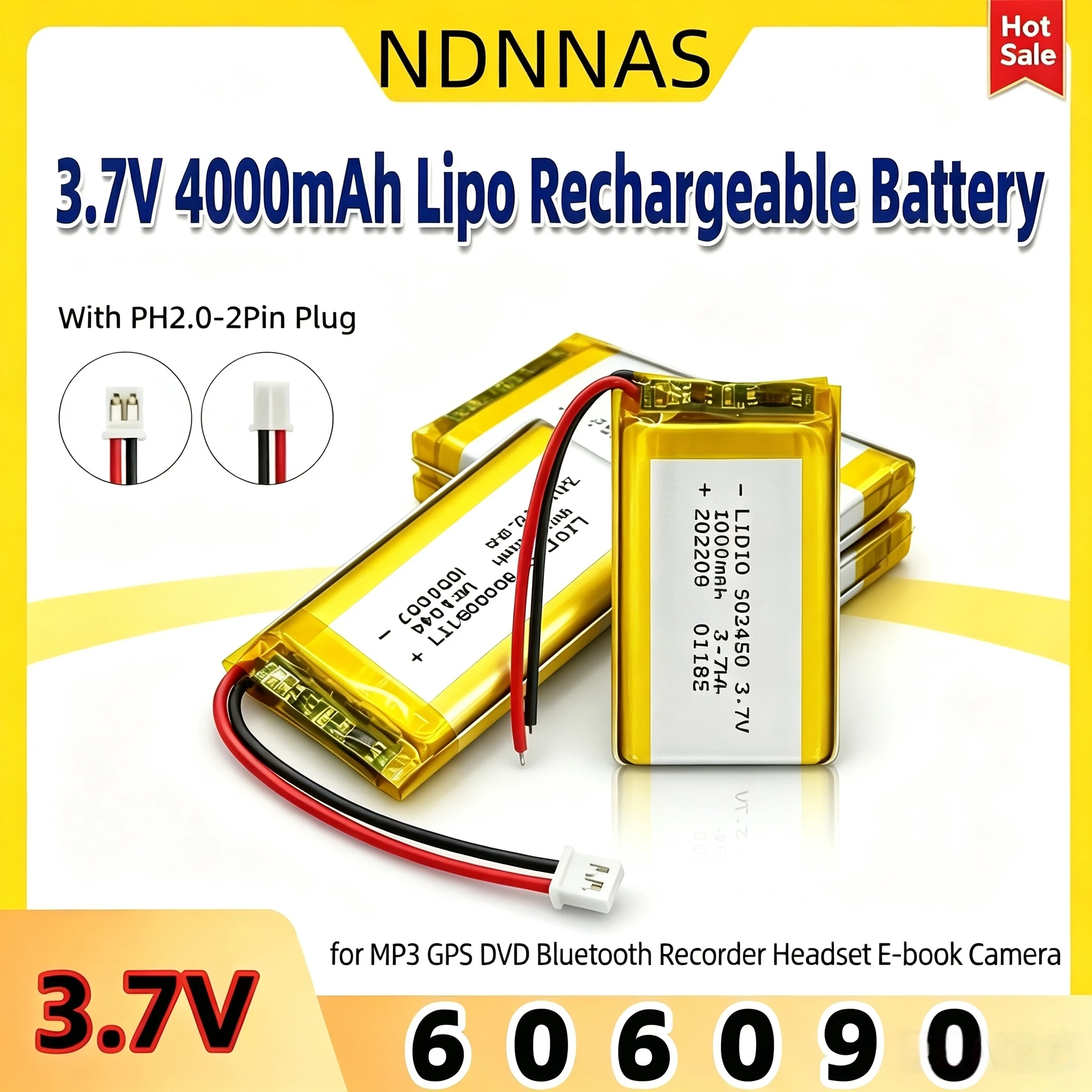 3.7V 606090 Polymer Lithium Battery 4000mAh Large Capacity Tablet Computer Mobile Power Bank Supply DIY Rechargeable Batteries