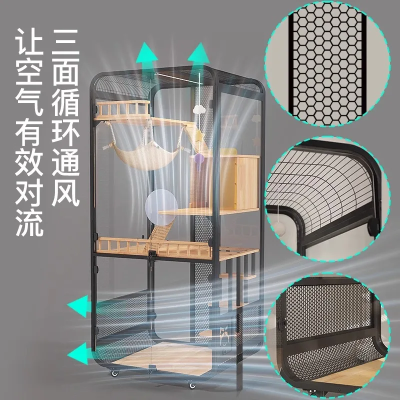 Pet cabinet Solid wood large cat cage Cat room Cat litter box Semi-closed