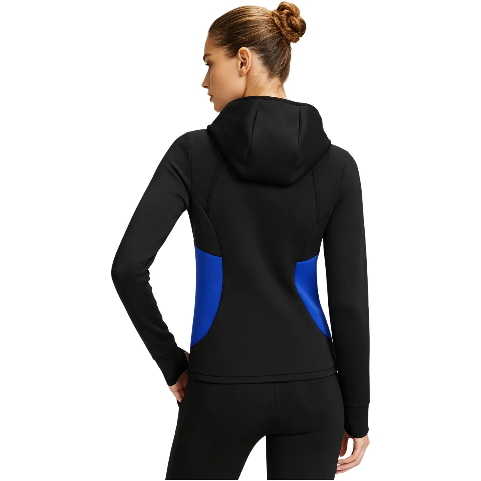 Women Wetsuit Sports Running Tops Thermal Neoprene Hooded Jacket Long Sleeve Coat with Zip-up Pockets for Outdoor Activities