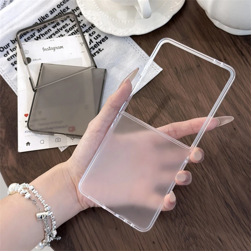Fashion Translucent Matte PC Ultra Thin Case for Samsung Galaxy Z Flip 7 FE 6 5 4 3 flip7 Flip6 Shockproof Clear Slim Hard Cover