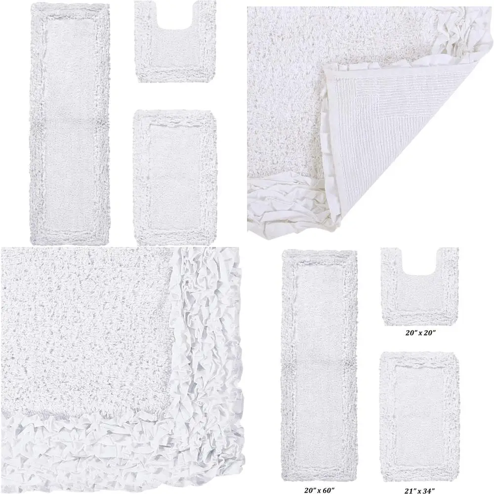 

Ultra Soft Plush Absorbent Tufted Cotton Bath Rug for Bathroom Floor - Shaggy Border Collection, 100% Cotton, Long-Lasting Comfo