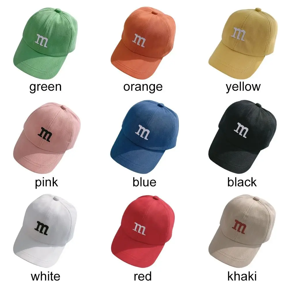 Children M Letter Embroidered Adjustable Baseball Caps Sunscreen Hat Hip Hop Hat Casual Cap