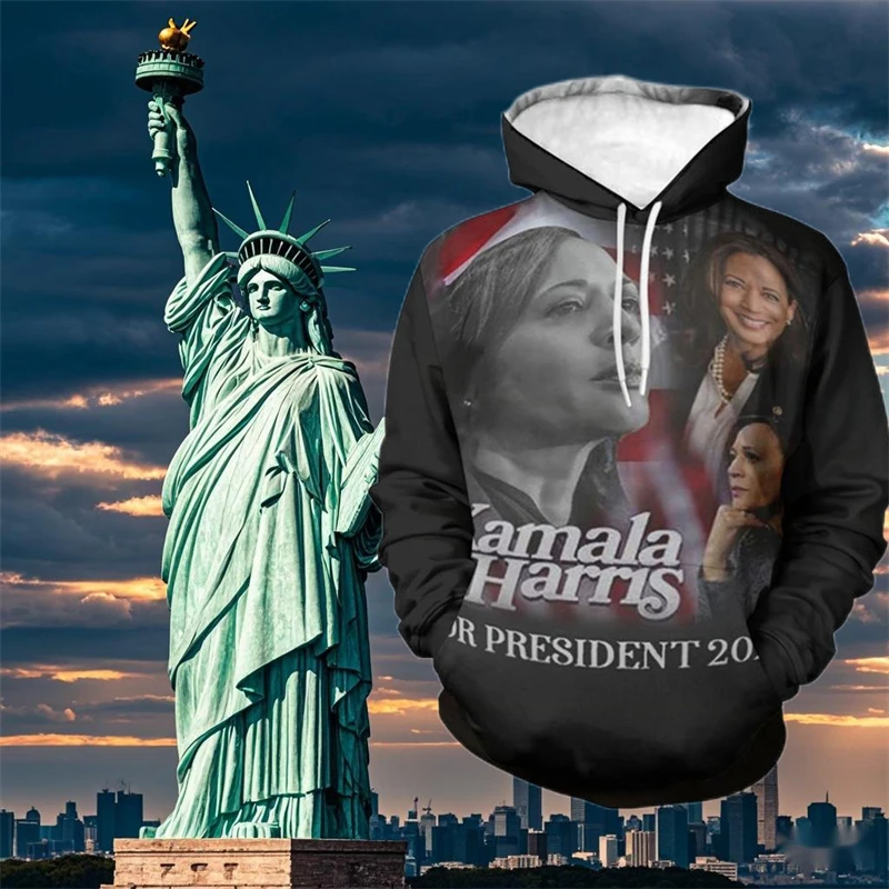 2024 Kamala Harris Graphic Sweatshirts Fashion America Hoodies For Men Clothes USA Patriotic Pullovers Women Male Streetwear Top