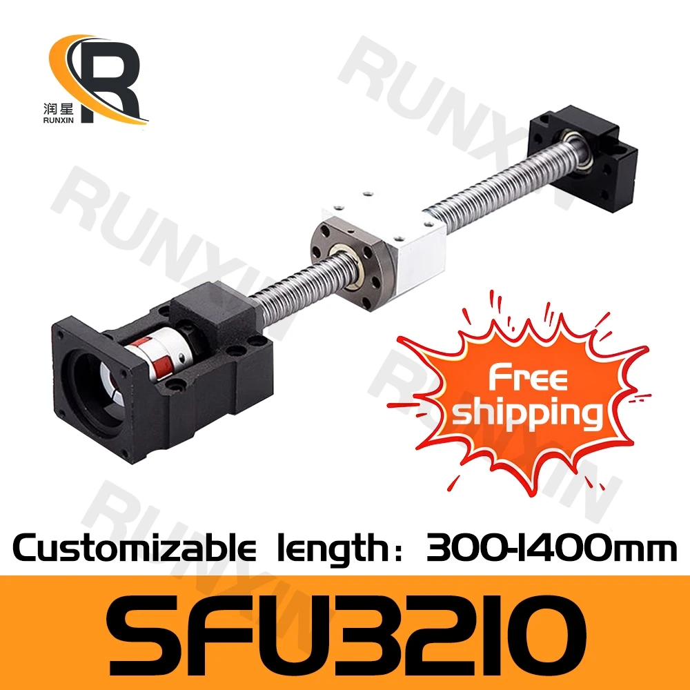 

RXTNC C7 Ball Screw Kit SFU3210 L300-1400mm with Single Nut+BF25+DSG32H+Coupling+HM25-110 Motor Mount for cnc 3d printer part