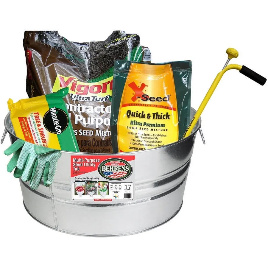 Behrens High Grade Steel 3GS 17 Gal Silver Galvanized Steel Round Tub
