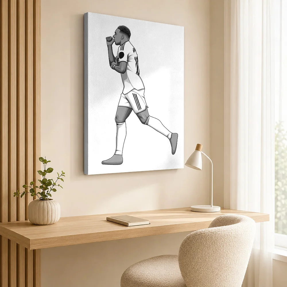 Kylian Mbappe Soccer Tribute Framed Canvas Print Poster Monochrome Wall Art With Personalized Photo For Home Gym Ideal Fan Gift