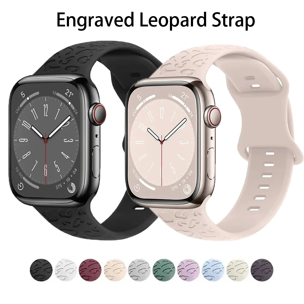 Engraved Strap For Apple Watch Band 45mm 44mm Correa 42mm 41mm 40mm 49mm 44 mm Silicone Bracelet Series 8 9 7 SE 6 5 4 3 Ultra 2