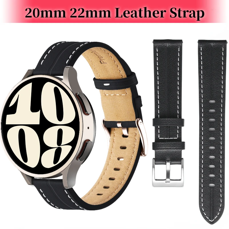 

20mm 22mm Leather strap For Samsung Galaxy Watch 6/5/4/3 Gear S3 Huawei Watch 4/3 GT3 Pro Bracelet Wristband For Amazfit GTR/GTS