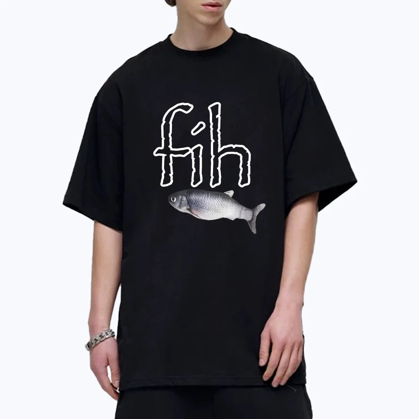 

New Hot Sale Fish Graphic 100% Cotton short sleeve t-shirts Men Women Crew Neck streetwear Summer Oversized t-shirt Unisex Tops