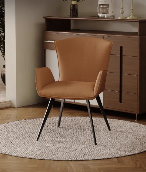 Light Luxury Leather Armchairs Modern Minimalist Dining Chairs High-End Leisure Backrest Restaurant Chairs For Home Office Use