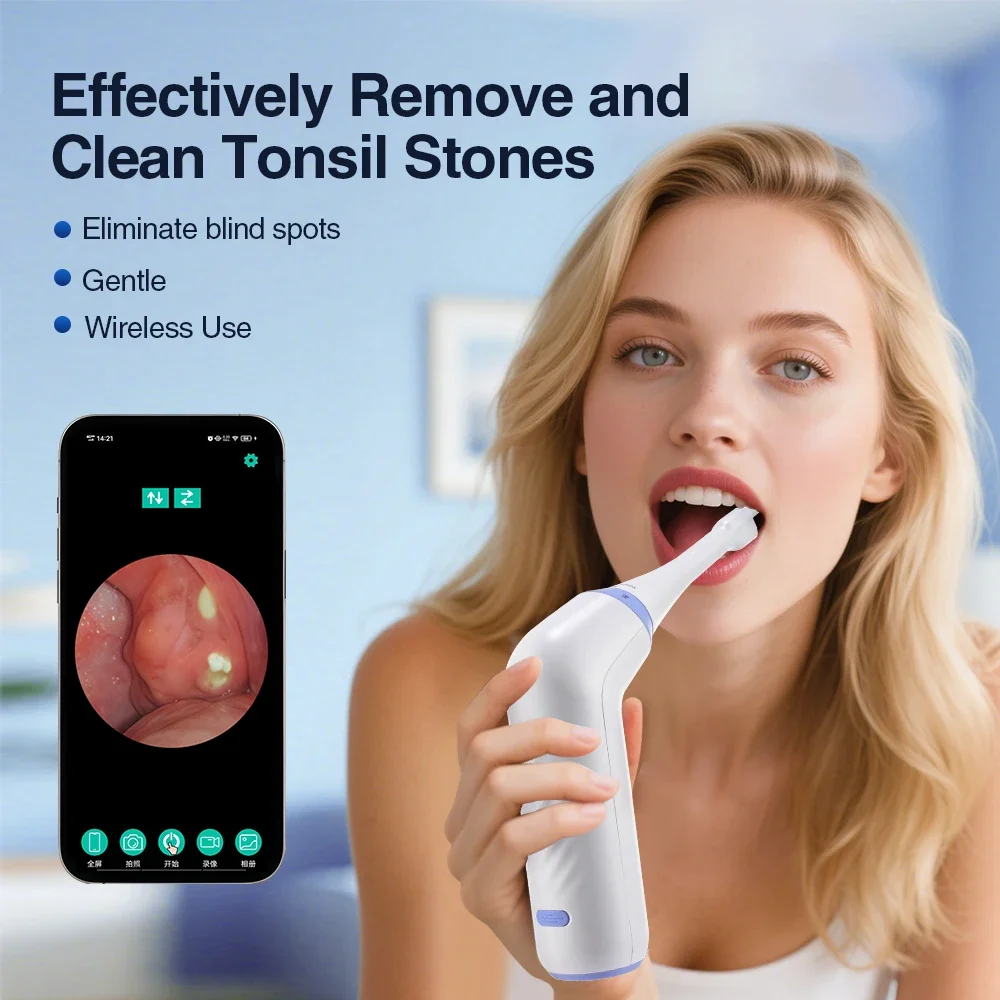 Vacuum Visual Electric Tonsil Stone Remover Oral Irrigator&Tongue Coating Scraper Built-In LED light 8 Suction Anti Bad Breath