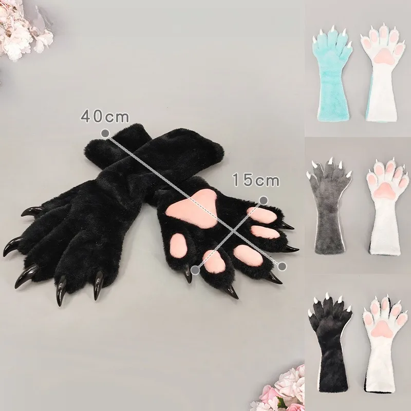 Animal Paw Gloves Claws Cosplay Props Cat Bear Fox Wolf Furry Paws for Halloween Comic Con Kigurumi Party Costume Accessory