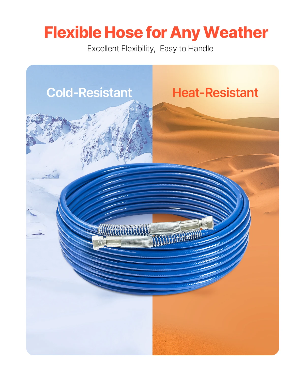 SucceBuy 50ft دهان مضغوط خرطوم البخاخ العالمي دهان مضغوط خرطوم رذاذ 4350 رطل لكل بوصة مربعة ارتفاع ضغط مرنة خرطوم رش بدون هواء