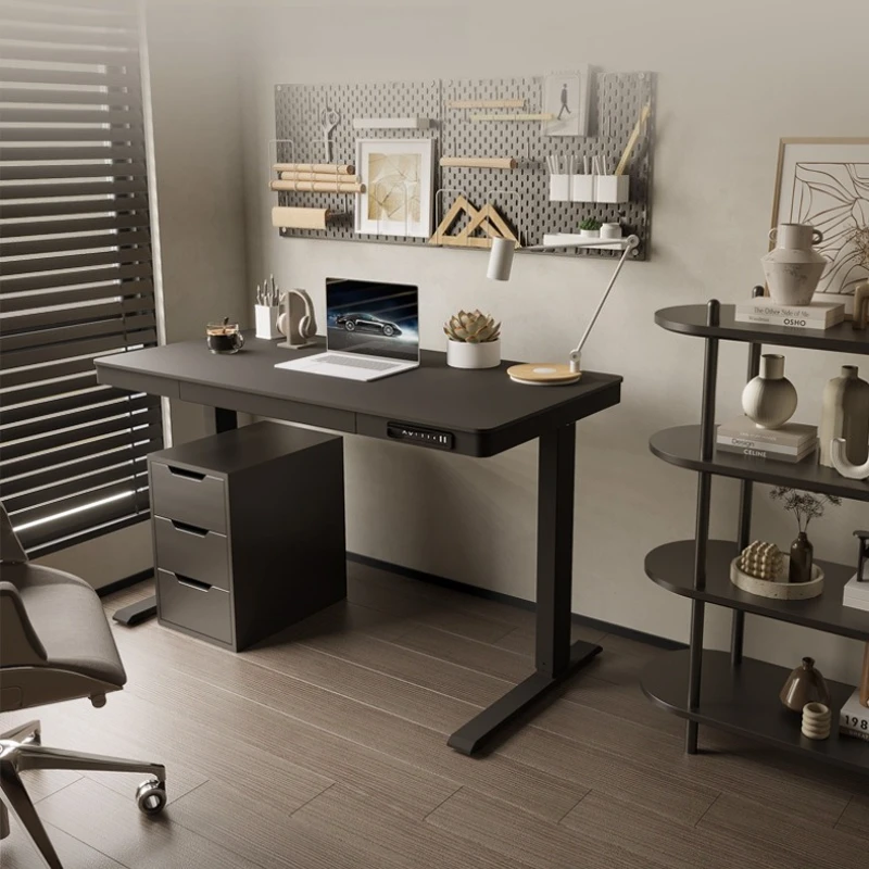Height Adjustable Office Desk with Drawer Electric Standing Computer Desk Wooden Study escritorio elevable eléctrico furniture