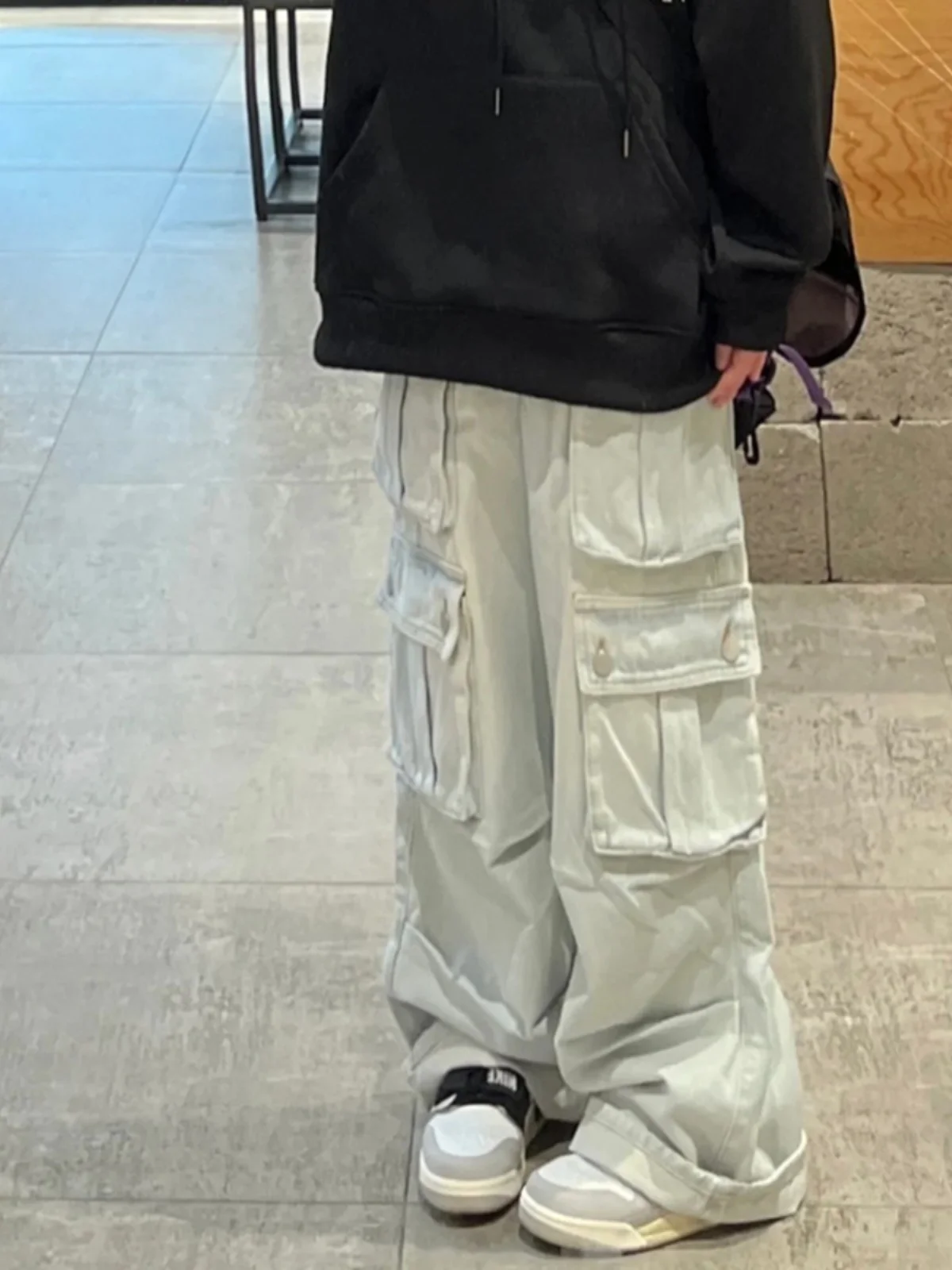 

Men's Workwear Denim Pants Autumn Winter High Street Hiphop High Waist Straight Leg Wide Leg Haome Straight Tube Trousers