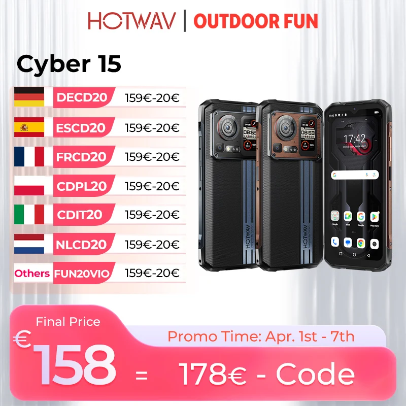 HOTWAV Cyber 15 téléphone robuste G99 octa-core 200MP téléphone portable 6.6 ''FHD + 120Hz 12GB RAM 256GB ROM téléphone portable double écran tactile
