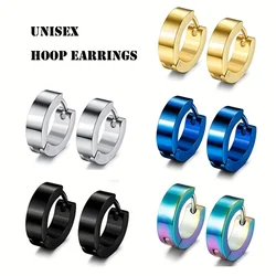 1 pair Women's Men's Fashionable Stainless Steel Buckle Hoop Earrings Stylish Unisex Punk Piercing Ear Jewelry for Daily Wear