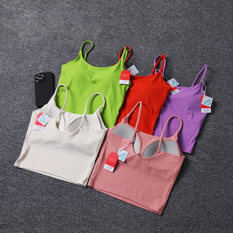 Summer  Small Sling Beautiful Suspender Chest Pad Slimming Slim Inner Wear Outer Wear Bottoming Short Fixed Cup Vest