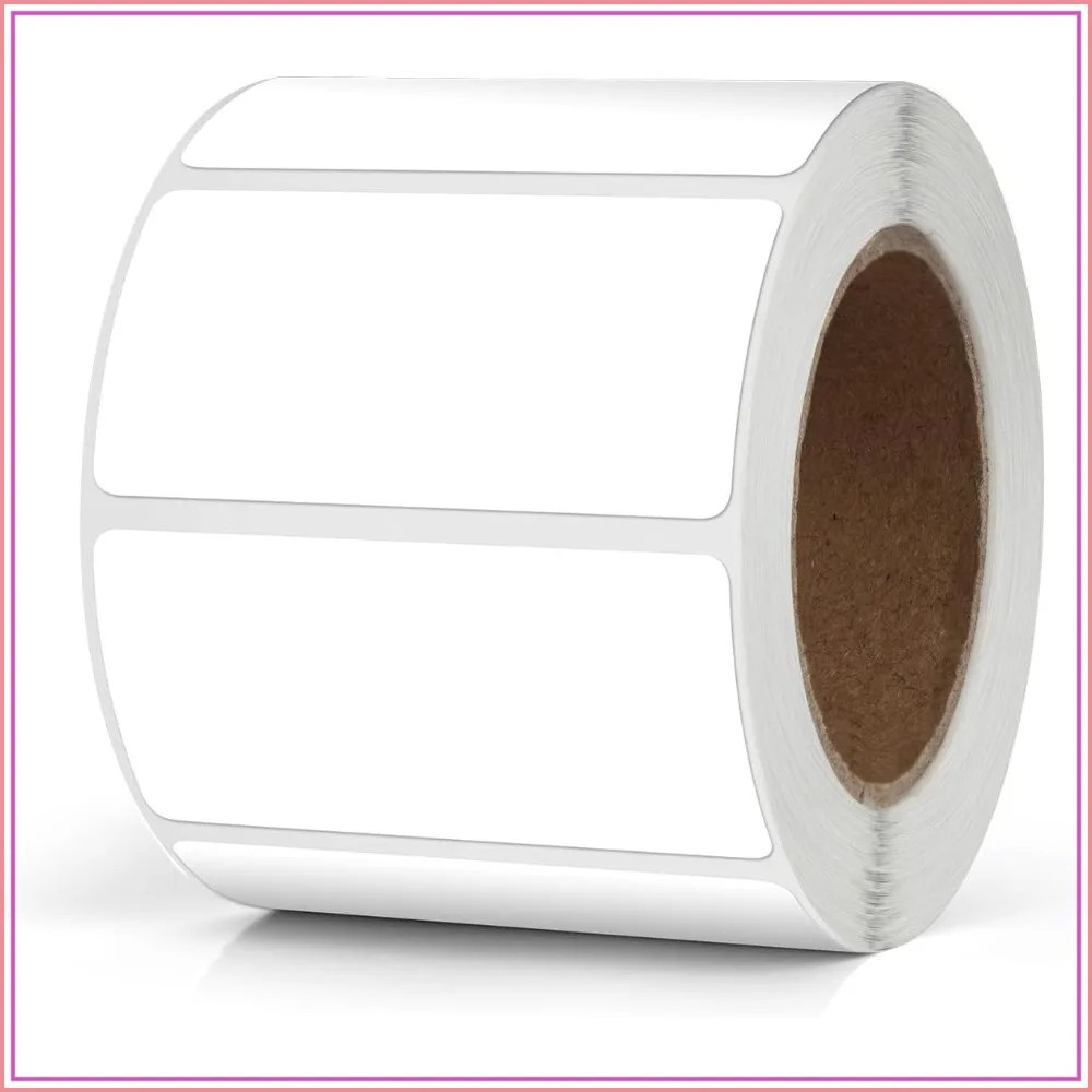 500 PCS White Rectangle Stickers 2x1 Inch, Waterproof Removable Labels for Coding & Organizing